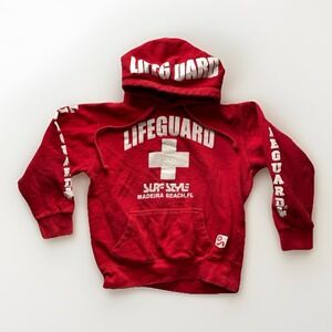Official Lifeguard Hoodie Madeira Beach Florida Surf Style Red Pullover XS